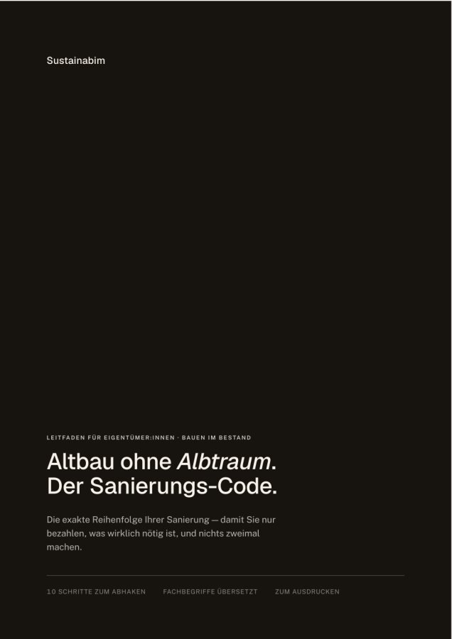 Titelseite: Altbau ohne Albtraum — Der Sanierungs-Code
